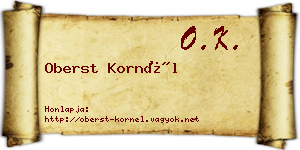 Oberst Kornél névjegykártya
